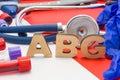 ABG medical abbreviation meaning arterial blood gas in blood in laboratory diagnostics on red background. Chemical name of ABG is Royalty Free Stock Photo