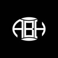 ABH abstract monogram circle logo design on black background. ABH Unique creative initials letter logo..ABH abstract monogram