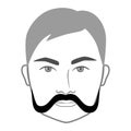 Abhinandan moustache Beard style men face illustration Facial hair. Vector grey black portrait male Fashion template Royalty Free Stock Photo