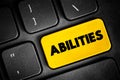 Abilities text button on keyboard, concept background Royalty Free Stock Photo