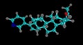 Abiraterone molecular structure isolated on black