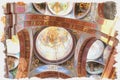 Abkhazia. New Athos Simon the Zealot Monastery. Ceiling of temple. Imitation of a picture. Oil paint. Illustration