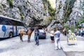 Abkhazia, tourists relax in the Parking lot in the valley of the