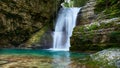 04.17.2021 Abkhazia. View of the Olginskie waterfalls