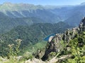 Abkhazia. View of the Small and Big lakes Ritsa from the mountain Pshegishkha