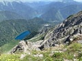 Abkhazia. View of the Small and Big lakes Ritsa from the mountain Pshegishkha