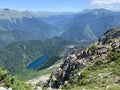 Abkhazia. View of the Small and Big lakes Ritsa from the mountain Pshegishkha