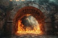 Ablaze Ancient arch fire. Generate Ai