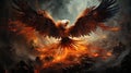 Ablaze Majesty: Fiery Eagle in Spectacular Flight. Generative AI