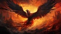 Ablaze Majesty: Fiery Eagle in Spectacular Flight. Generative AI