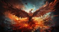 Ablaze Majesty: Fiery Eagle in Spectacular Flight. Generative AI