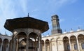 Ablution fountain and the clock tower in courtyard of The great mosque of Muhammad Ali Pasha or Alabaster mosque at the Citadel of Royalty Free Stock Photo