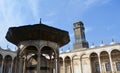 Ablution fountain and the clock tower in courtyard of The great mosque of Muhammad Ali Pasha or Alabaster mosque at the Citadel of Royalty Free Stock Photo