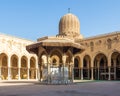 Ablution fountain mediating courtyard of historic mosque of Sultan al Muayyad, arched corridors and dome, Cairo, Egypt Royalty Free Stock Photo