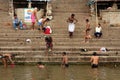 Ablution in the sacred Ganges river Royalty Free Stock Photo