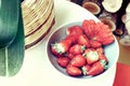 Abnormal strawberry shape in a plate