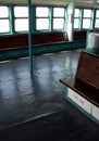 Aboard the ship -- Empty Staten Island Ferry in use in New York City