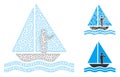 Aboard Yacht Vector Mesh Network Model and Triangle Mosaic Icon