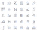 Abodes line icons collection. Homes, Houses, Residences, Dwellings, Mansions, Cottages, Villas vector and linear Royalty Free Stock Photo