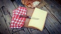 Abondance cheese on a cutting board Royalty Free Stock Photo