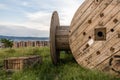 Abondoned Wooden Electric Cable Reels at Sunset