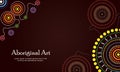 Aboriginal art Banner. Vector Banner with text.