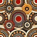 Aboriginal art inspired seamless tile with circles Royalty Free Stock Photo