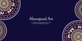 Aboriginal art vector banner with text. Royalty Free Stock Photo