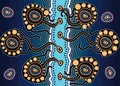 Aboriginal art vector background depicting jellyfish Royalty Free Stock Photo