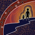 Aboriginal art vector background.