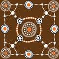 Aboriginal art vector painting, Connection concept, Illustration based on aboriginal style of dot background Royalty Free Stock Photo