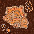 Aboriginal art vector painting, Connection concept, Illustration based on aboriginal style of dot background Royalty Free Stock Photo