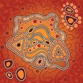 Aboriginal art vector painting, Connection concept, Illustration based on aboriginal style of dot background Royalty Free Stock Photo