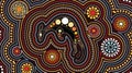 Aboriginal art vector painting with kangaroo. Royalty Free Stock Photo