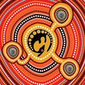 Aboriginal art vector painting with kangaroo, Connection concept, Based on aboriginal style of dot background. Royalty Free Stock Photo