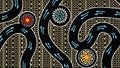 Aboriginal art vector painting with kangaroo track. based on aboriginal style of dot background. Royalty Free Stock Photo