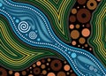 Aboriginal art vector painting, Nature concept, Landscape