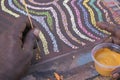 Aboriginal artist dot painting in Derby Kimberley Western Australia Royalty Free Stock Photo