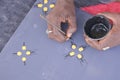 Aboriginal artist dot painting in Broome Kimberley Western Australia