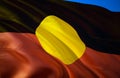 Aboriginal Australia flag. 3D Waving flag design. The national symbol of Aboriginal Australia, 3D rendering. Aboriginal Australia