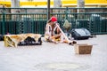 Aboriginal Australian musician street shows playing `Didgeridoo` is a wind instrument developed by Indigenous people. Royalty Free Stock Photo