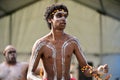 Aboriginal Australians People dancing traditional dance during Australia Day celebrations Royalty Free Stock Photo