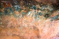 Aboriginal cave painting inside the family cave or kulpi mutitjulu at Ayers rock in outback Australia Royalty Free Stock Photo