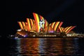 Aboriginal hunter on Sydney Opera House Vivid Sydney Royalty Free Stock Photo