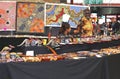 Aboriginal man sells Aboriginal art at the Queen Victoria Market,Melbourne,Australia Royalty Free Stock Photo