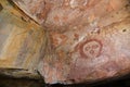 Aboriginal mythology painted on rock galleries in a cave in Kimberley Western Australia