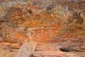 Aboriginal Rock Art of people dancing at Kakadu National Park, Northern Territory, Australia Royalty Free Stock Photo