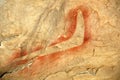 Aboriginal rock painting, boomerang Royalty Free Stock Photo