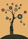 Aboriginal tree, Aboriginal art vector painting with tree. Royalty Free Stock Photo