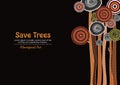 Aboriginal tree, Aboriginal art vector painting with tree, Save tree banner background. Royalty Free Stock Photo